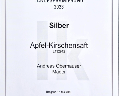 Vlbg. Landesprämierung 2023 - SILBER: Apfel-Kirschensaft